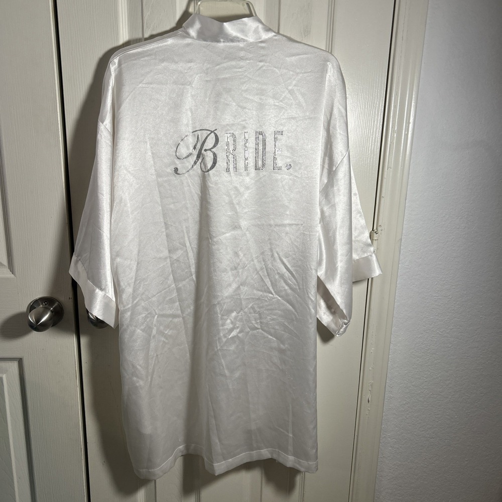 I Do Victorias Secret Bride Robe Bling White Satin OS Missing Belt